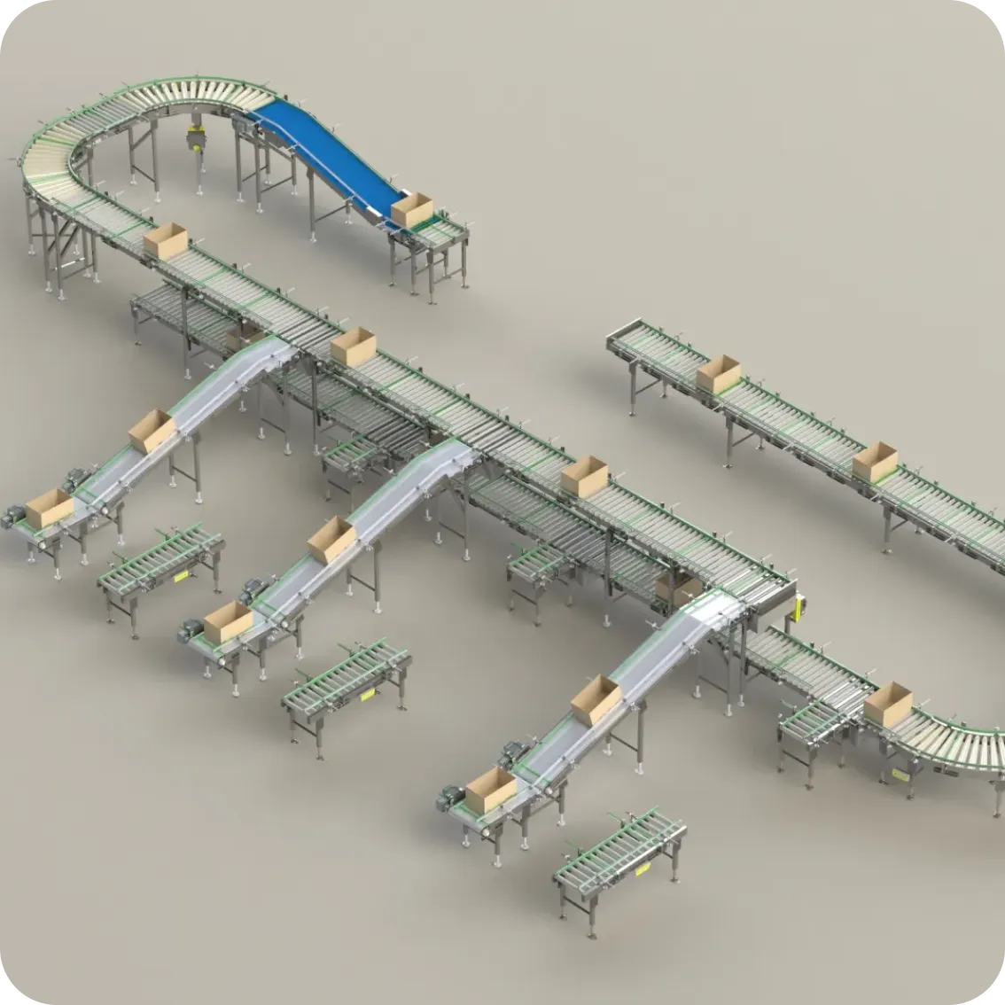 Rendu 3D d'un convoyeur à bande